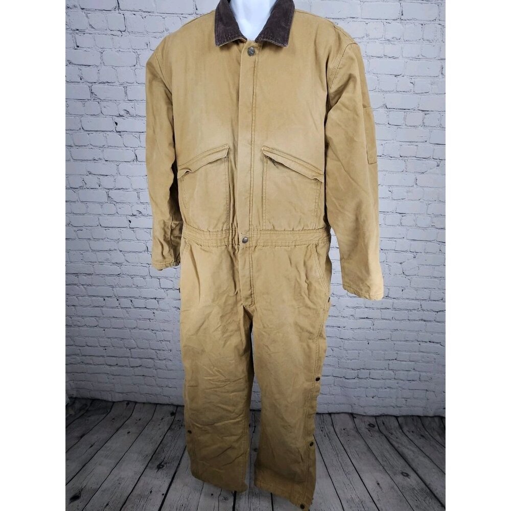 Brazos Workforce Tan Canvas Insulated Lined Uniform Workwear Coveralls Large LT